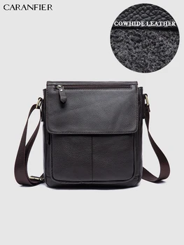 

CARANFIER Mans Travel Bags Genuine Cowhide Leather Casual Solid Shoulder Crossbody Bags High Quality Bookbags Mochila Masculina