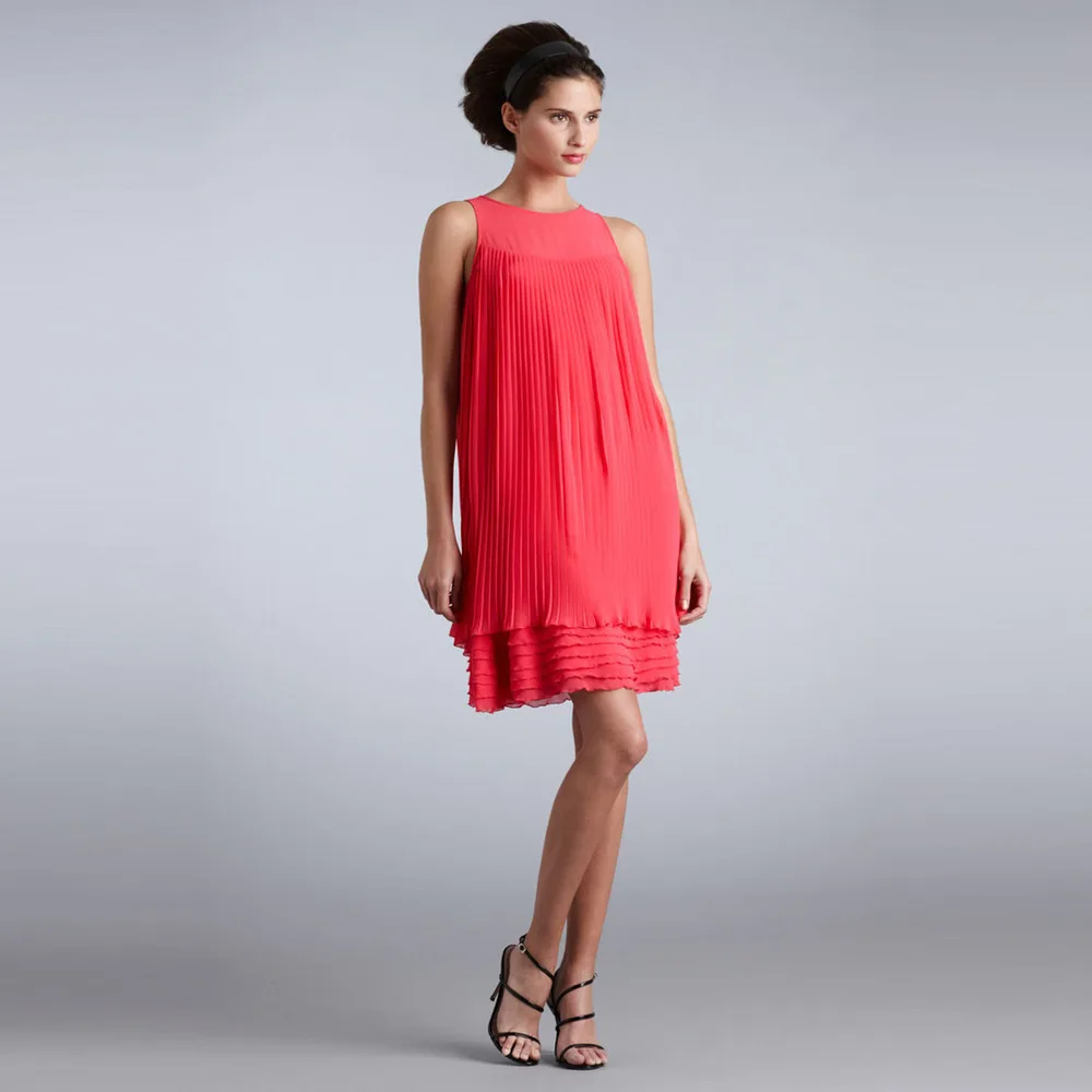 chiffon pleated swing dress