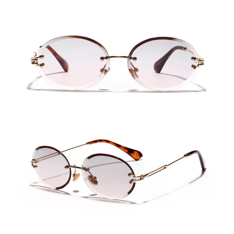 Дизайн, модные солнцезащитные очки без оправы, популярные защитные очки унисекс, металлические ножки, овальная форма, солнцезащитные очки