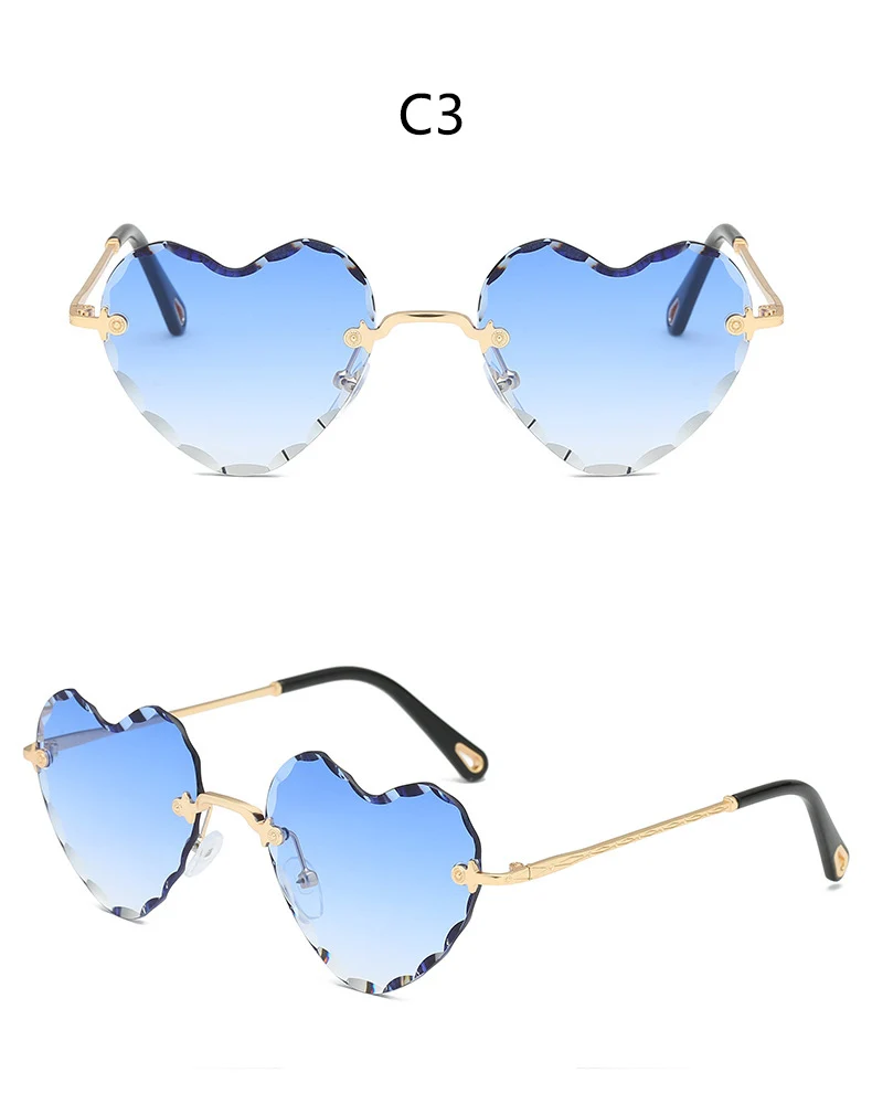 Женские солнцезащитные очки с красным сердцем, модные дизайнерские Кристальные солнцезащитные очки кошачий глаз, известный бренд, градиентные солнцезащитные очки без оправы, сексуальные женские солнцезащитные очки