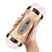 gelugee Male Masturbator Vibrator Real Vagina for Men Silicone Toy,Deep Throat Pussy Mouth Double Sex Toys for Adult Suck Man
