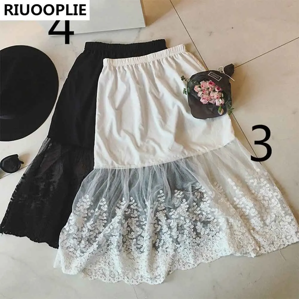 Women Lace Slip Skirt Extender Knee Length Floral Underskirt Petticoat Skirt