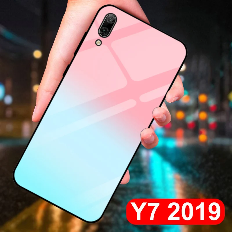 Чехол для Huawei Y7 Y7prime однотонный чехол из закаленного стекла телефона prime с