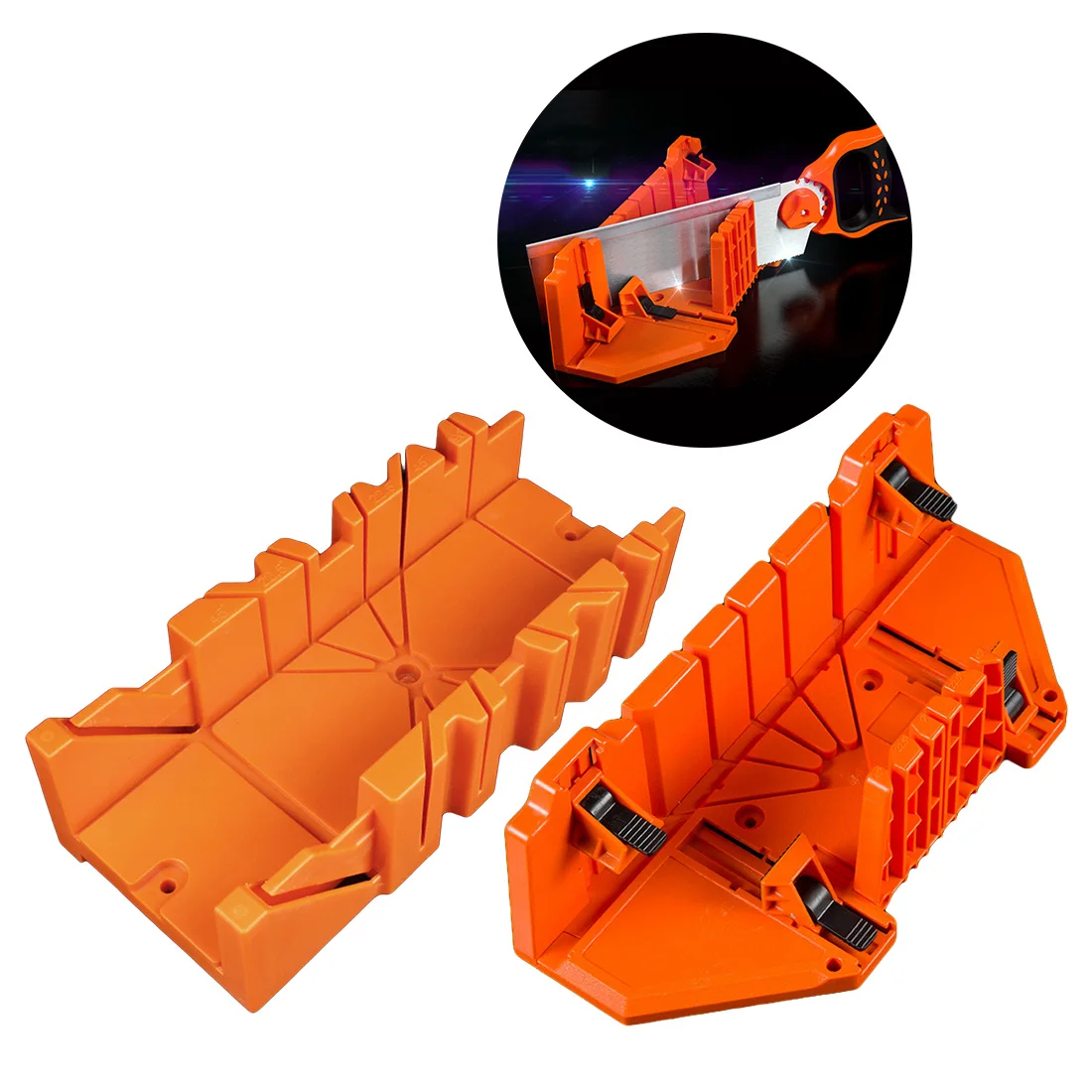 

12/14inch ABS Plastic Miter Box 45/90 Degree Saw Guide Woodworking Multifunctional Miter Saw Box Cabinet Orange