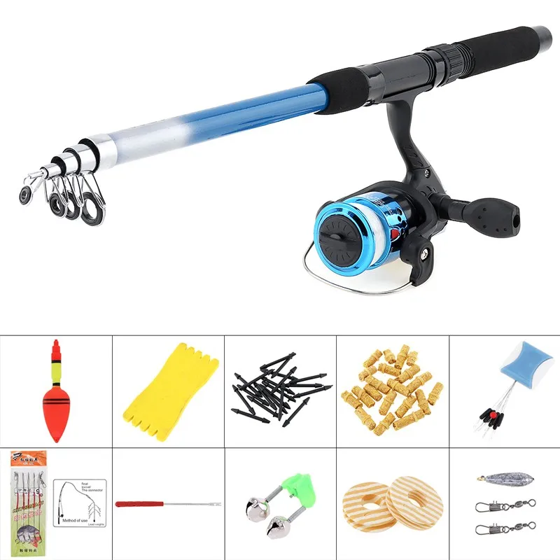 

1.8m Fishing Rod Reel Line Combo Full Kits Spinning Reel Pole Set Carp Fishing Lures Fishing Float Hook Swivel Etc Tool Set hot