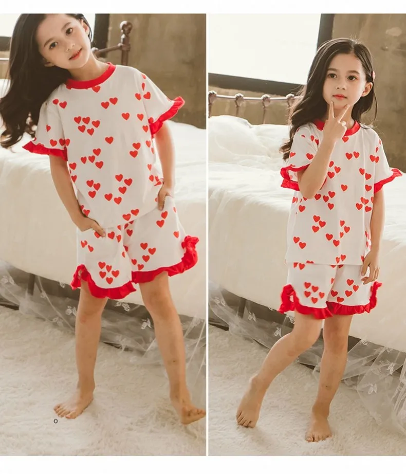 Пижама принцессы с рисунком сердца; пижамный комплект для малышей; подростковые пижамы; детская одежда для сна; клетчатая Пижама для девочек; детские пижамы