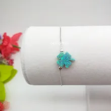 1 шт. счастливый зеленый OP11 Клевер из опала браслет синтетический Клевер из опала кулон ожерелье 925 пробы серебряный клевер браслет подарок для девочки