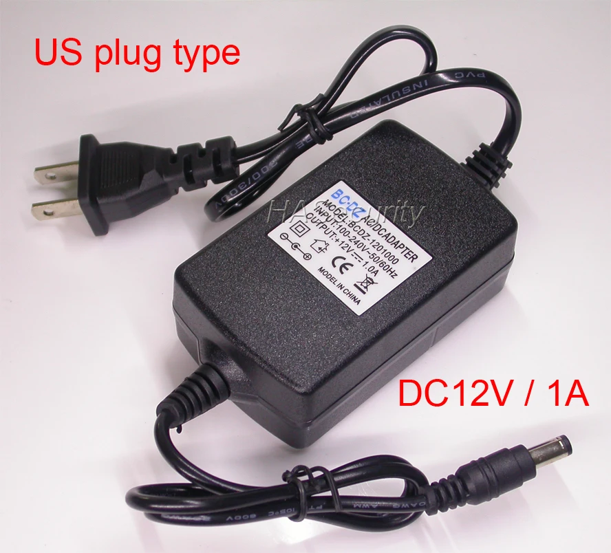 

US plug type Power adapter for CCTV camera input AC100-240V / DC12V 1A (max) output