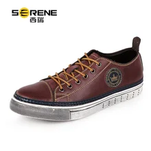 Nuevo Otoño SERENO 6280 Moda Vintage Low Top Lace Up de Alta Calidad de Cuero de Vaca Zapatos Ocasionales de Los Hombres