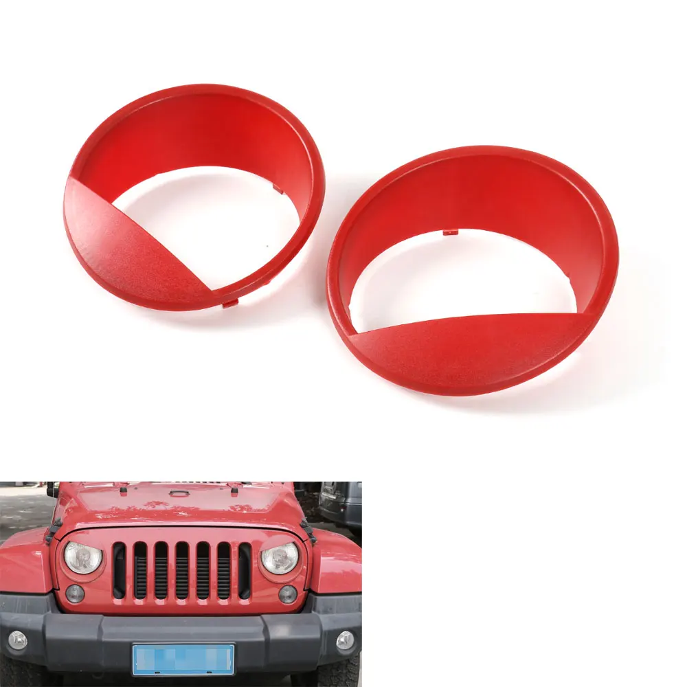 2pcs/set ABS Red Headlight Trim Fog Light Cover Bezels Decoration For