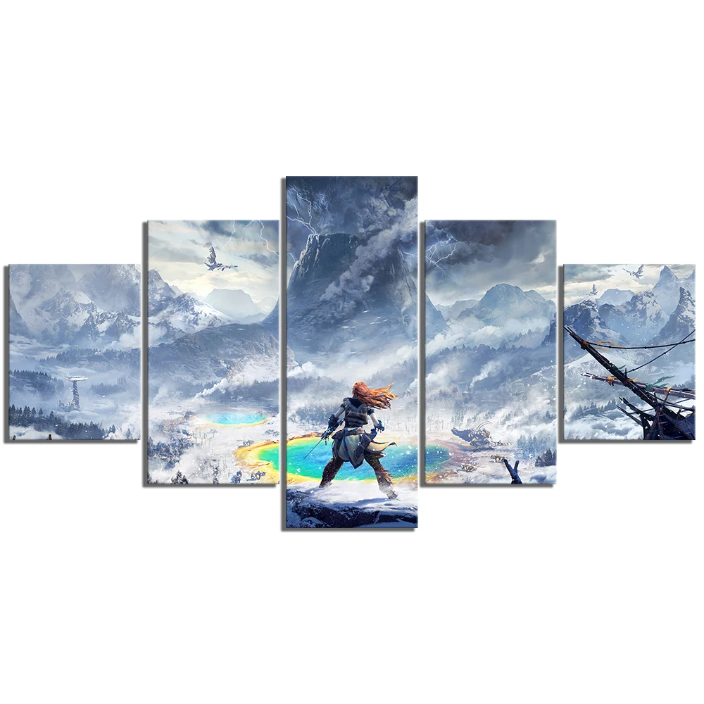 Настенная картина HD картины модульный холст 5 панелей Horizon Zero Dawn игровой постер