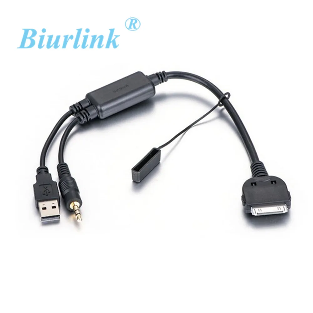 

Car AUX USB Panel Audio Wire Auxiliary 30Pin to Aux USB Connector Adapter For BMW Car iDrive System for iPhone 4 4S