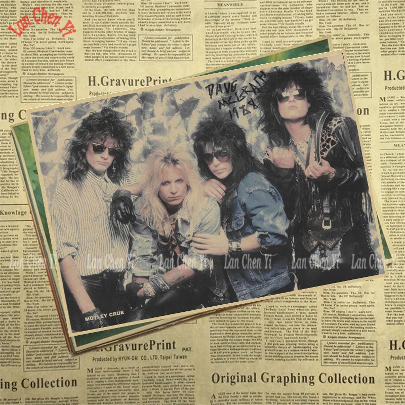 Motley Crue Band Классический Ностальгический матовый крафт-бумага плакат для кафе креативная настенная бумага украшение интерьера