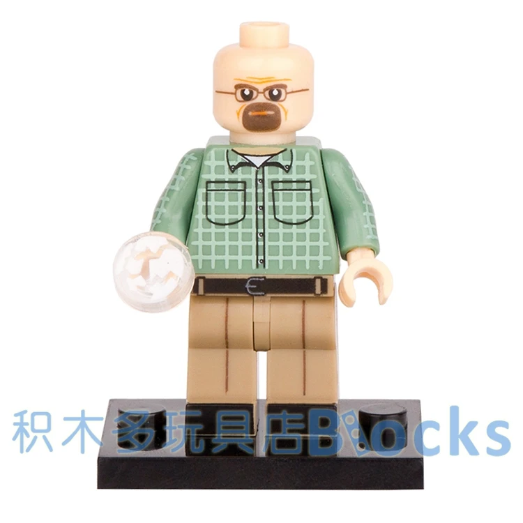 Goedkoop Enkele Verkoop TV Show AMC Breaking bad Walter Wit met Leraar Pak Super Heroes minifig monteren Bouwstenen Speelgoed