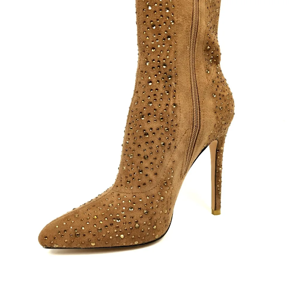 Lange Braun Große Knie Uns Heel Kristall Herbst Stiefel Damen Seite 15 Frauen Größe High 5 Über Welle Winter Zip Stiletto Aiyoway Z4SCq7Ww