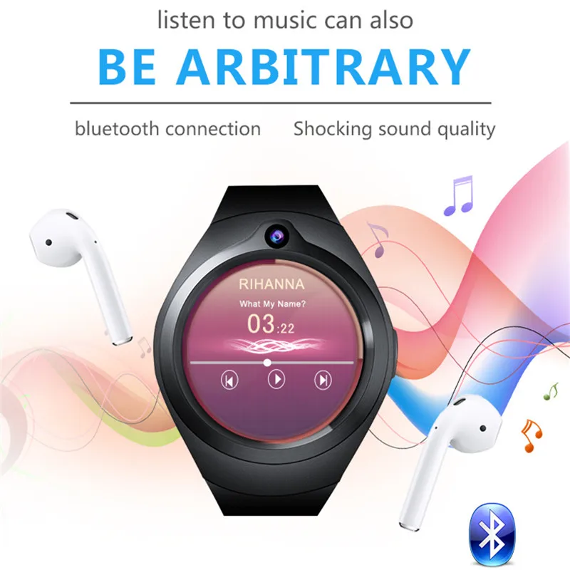 Fashion Smart Watch Sport Bracelet 1.3 inch Heart Rate Camera Video Health Monitoring SmartWatch phone support 3G WIFI SIM WCDMA