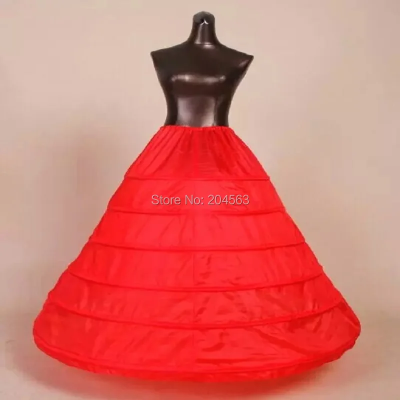 

Free Shipping 6-HOOP 1-LAYER PETTICOAT High Quality Red Petticoats for Wedding Dress New Skirt