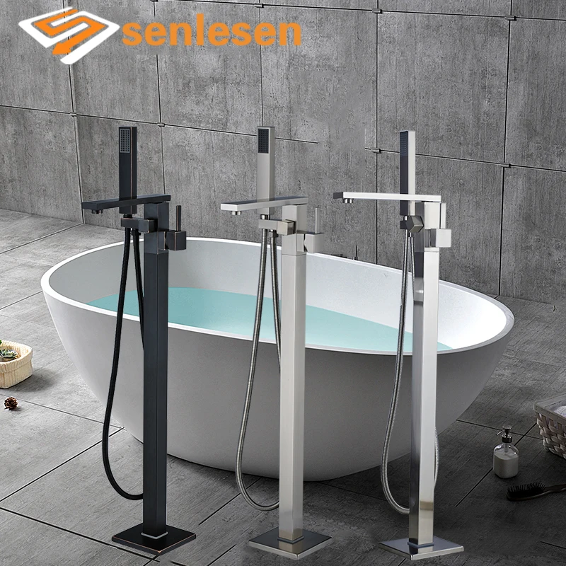 Senlesen латунный пол свободно стоящий кран с одной ручкой двойной контроль холодной горячей воды смеситель Para ванна душ и ванна