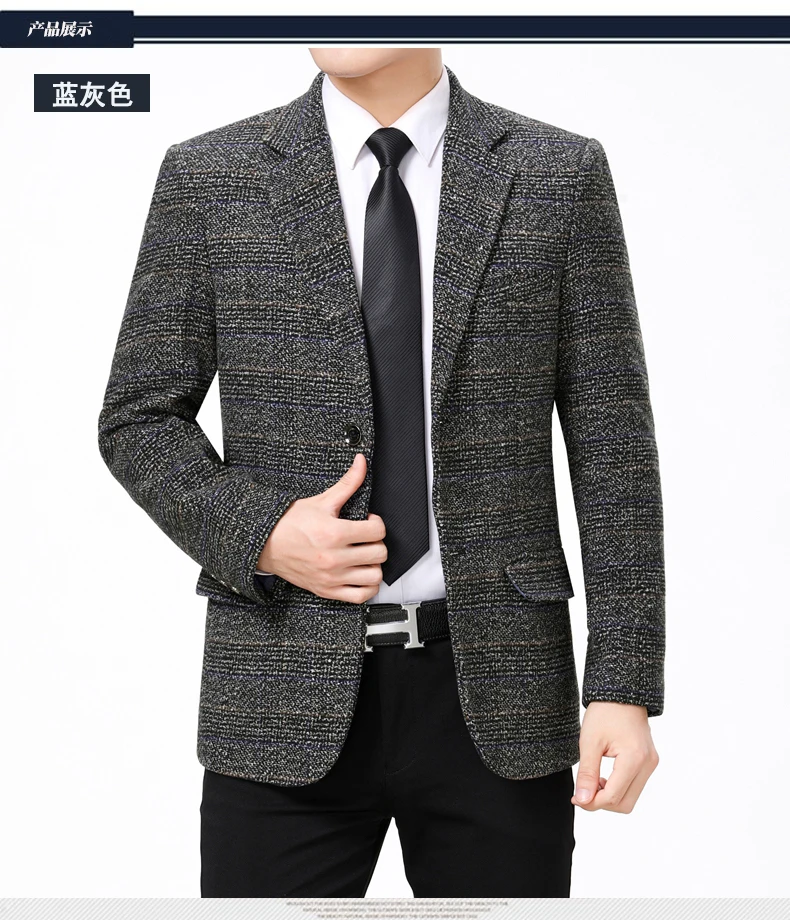 WAEOLSA Men Slim Fit Blazers Male Classical Grain Suit Coat Mans Smart Casual Blazer Masculino Blends Suit Jackets Chinese (4)