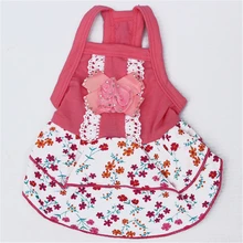 Pet Canine Pet Lace Floral Flower Costume Crystal Bowknot Princess Garments LY1