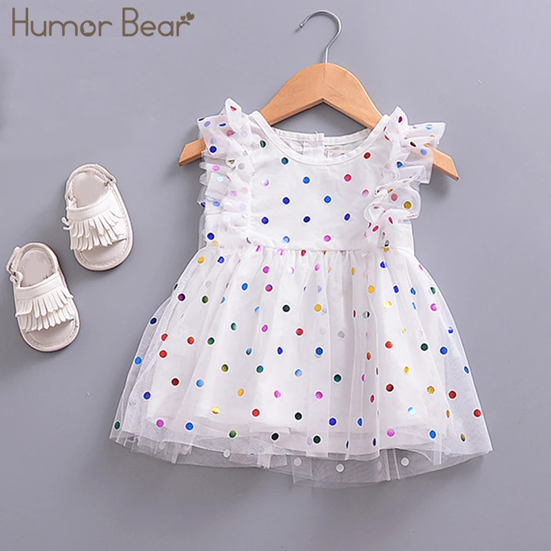 Humor Bear/ г.; летнее платье для новорожденных; платья в горошек с оборками на рукавах для девочек; vestidos; Одежда для младенцев; праздничная одежда для детей