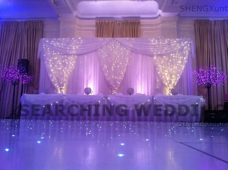 3 м x 6 м шелк льда свадебный фон занавес со шнуровкой светодиодный свет для украшения свадьбы