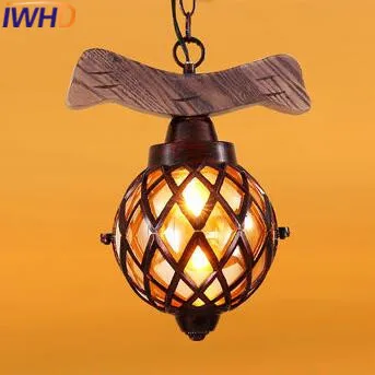 

IWHD Wood Vintage Lamp Loft Industria Pendant Lights Home Lighting Fixtures Retro Pendant Lamp Bedroom Bar Suspension Luminaire