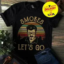 Trailer Park/Винтажная футболка для мальчиков с надписью «Smokes Let'S Go»; Черная хлопковая Футболка; полный размер