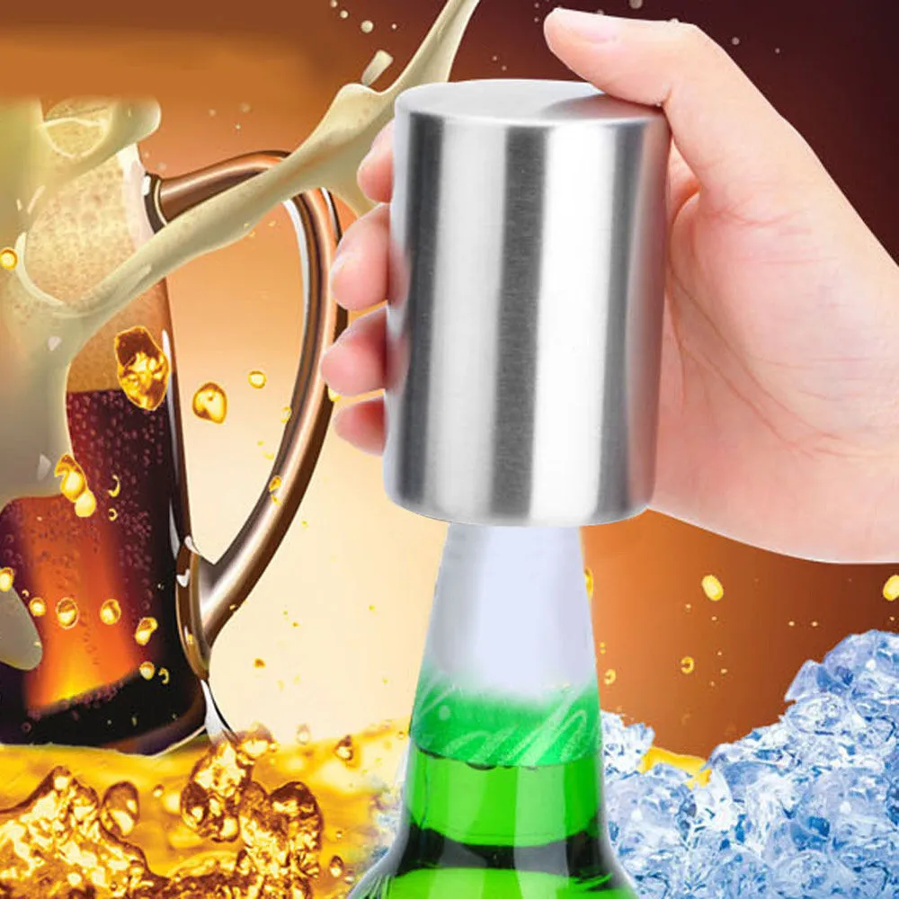 

Stainless Steel Bottle Opener Automatic Push Down Soda Beer Bar Cap Opening Tool