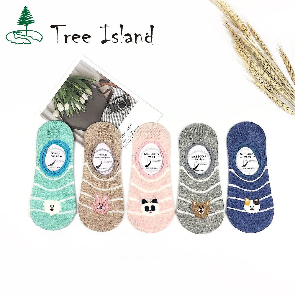 

Spring Summer Casual Cotton Sock New Thin Animal cartoon women boat socks Cute Striped Print Female socks