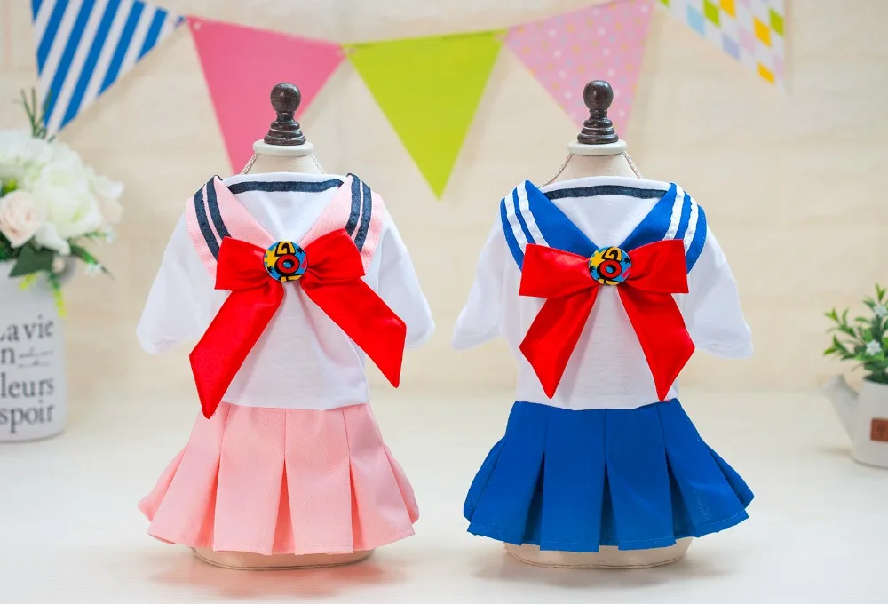 

Spring Summer Dog Clothes Dog Dresses Clothes for Dogs Bow Girls School Uniforms Dress New Pet Clothes Chihuahua Yorkie