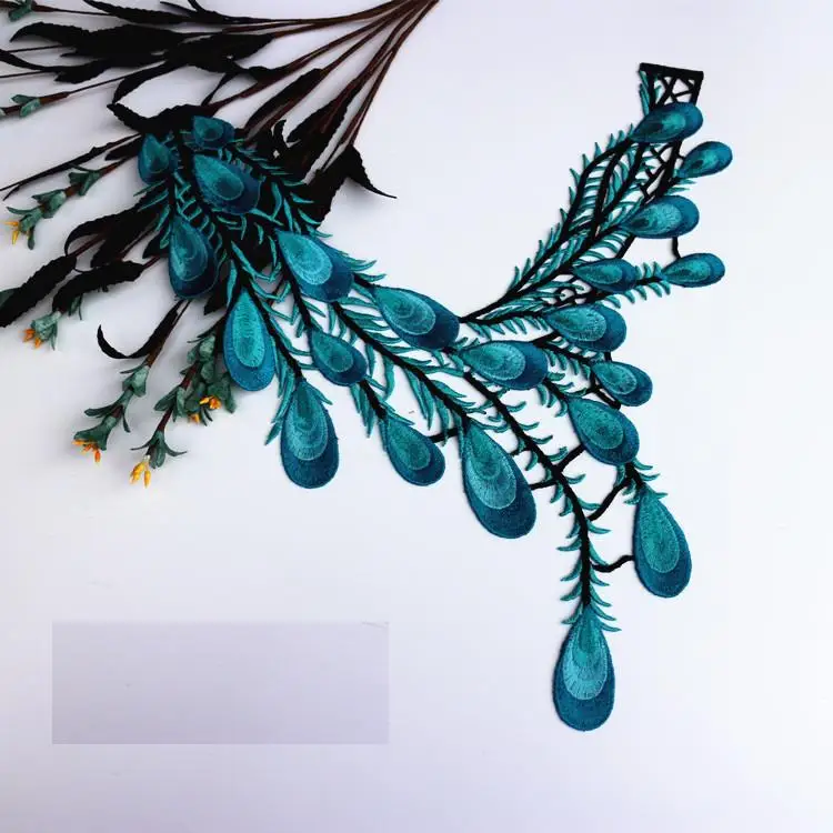 YACKALASI 3D Цветочные нашивки вышивка аппликация хвост павлина шитье или утюг на Цветочные планки 27,5*37,5 см