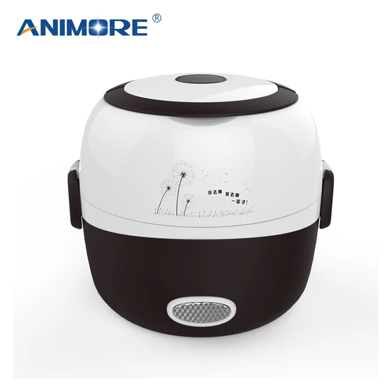 

ANIMORE Portable Electric Rice Cooker 1.3L Insulation Heating Electric Lunchbox 2 Layers Steamer Food Container Pressure Cooker