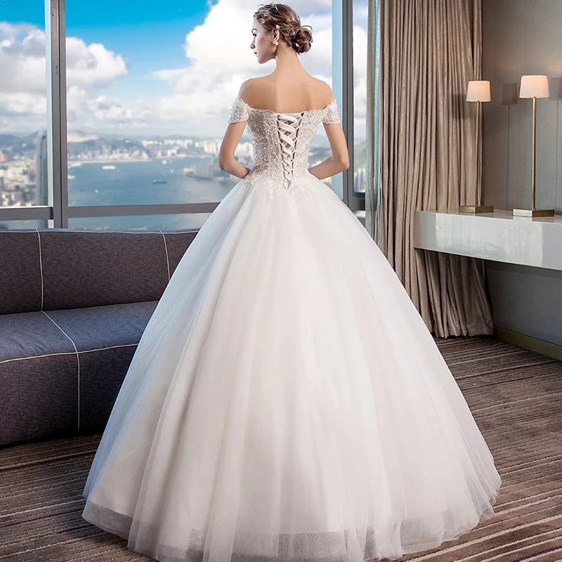 Роскошное кружевное бальное платье с вырезом лодочкой He's Bride длина до пола