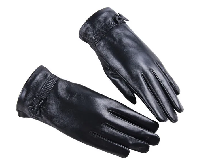 Горячая Распродажа Новая мода Простой дизайн теплые зимние мягкие перчатки черные из натуральной кожи женские перчатки митенки Guantes для женщин