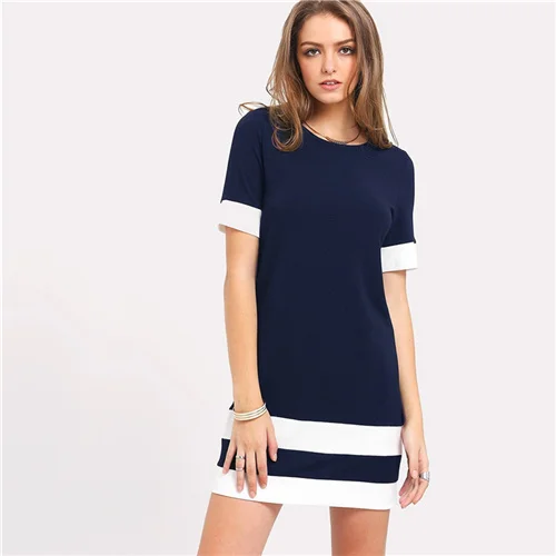 navy shift dress work
