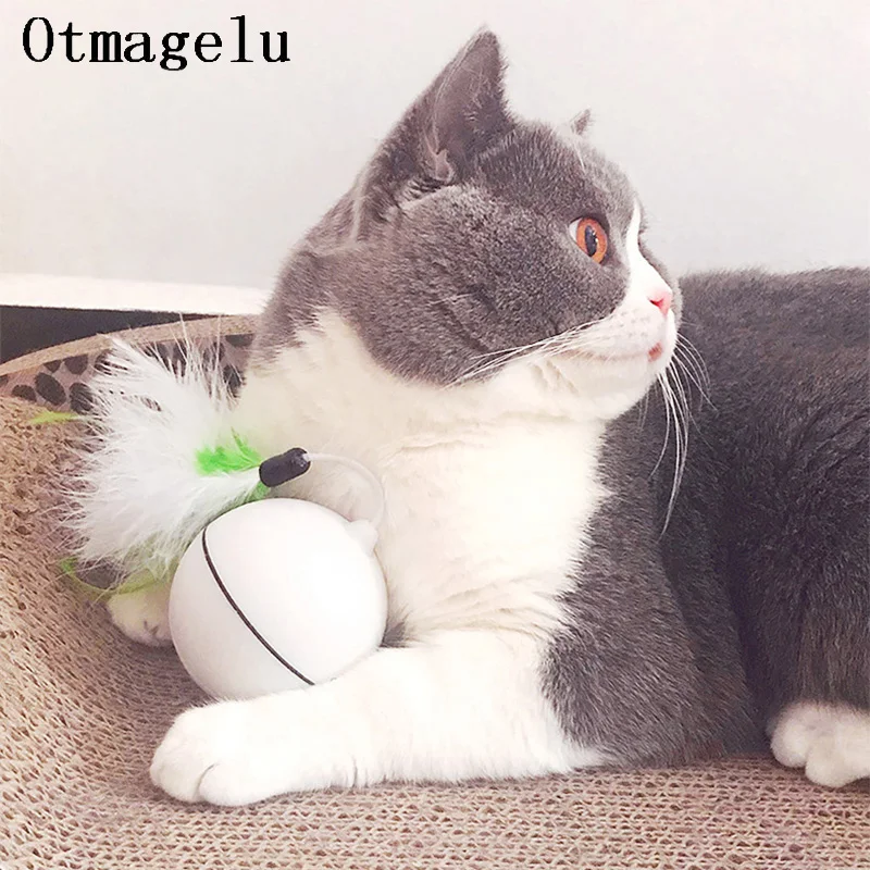 Funny Pet Dog Cat Toys Chargable LED Scrolling Glowing Balls with Feather Bell Sound Silicone Balls Agile training Catch Cat Toy1