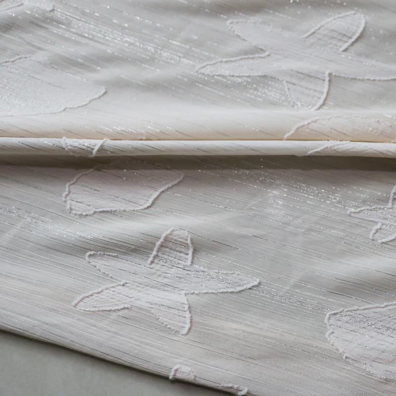 

1y*150cm Star Jacquard Chiffon Crepe Fabric Silver Yarn
