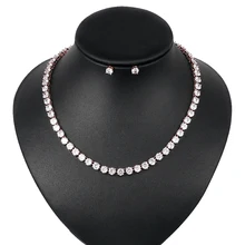 WEIMANJINGDIAN 6 мм круглый разрез кубического циркония ожерелье с фианитами и серьгами свадебный набор ювелирных изделий из белого золота/золота