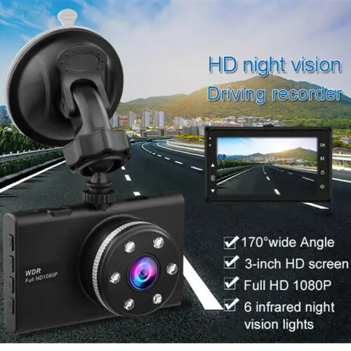 Dash Cam Car 1080P 3 Inch HD Night Vision Car Camera Driving Recorder 170 Wide Angle Car DVR Vehicle Dash Camera G-Sensor