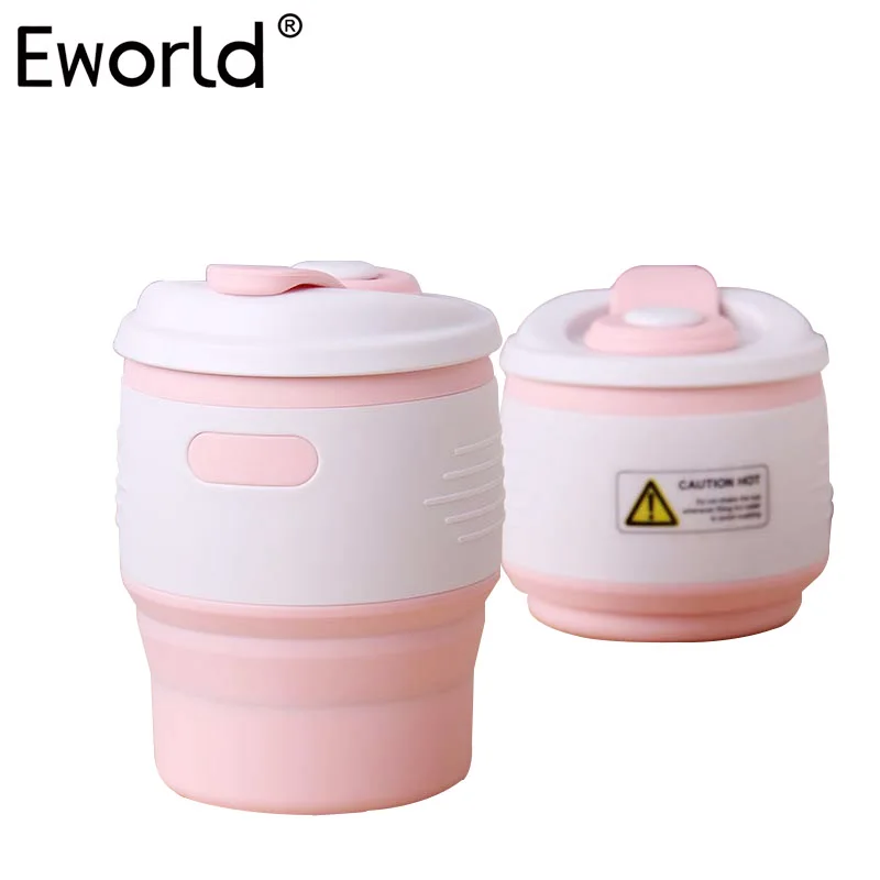 

Eworld 2017 New 350ml Vogue Retractable Folding Coffee Glass Telescopic Collapsible Bottle Outdoor Travel Silicone Water Bottle