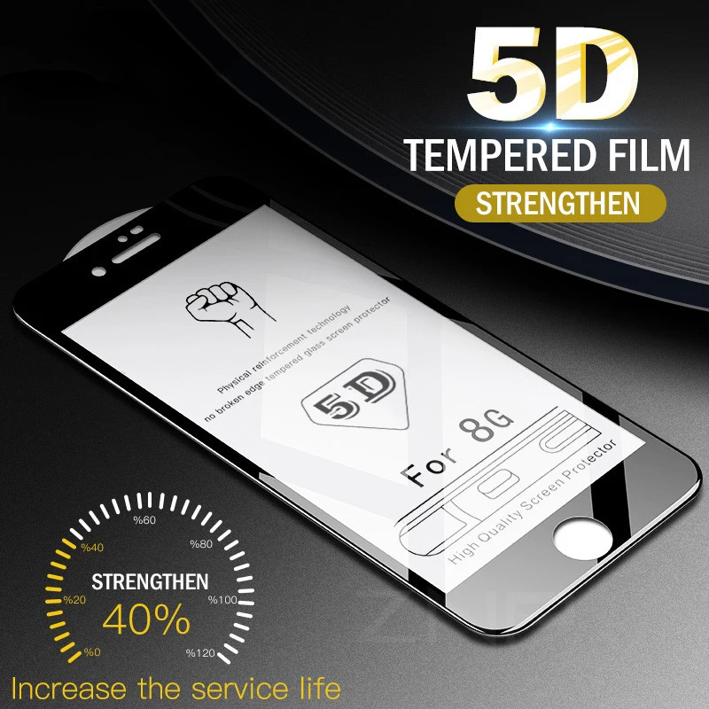 Goedkoop MOOPOK Beschermende Glas op de Voor iPhone 6 6 s Plus Gehard Screen Protector 5D Gebogen Rand Glas Voor iPhone 8 7 Plus X Film