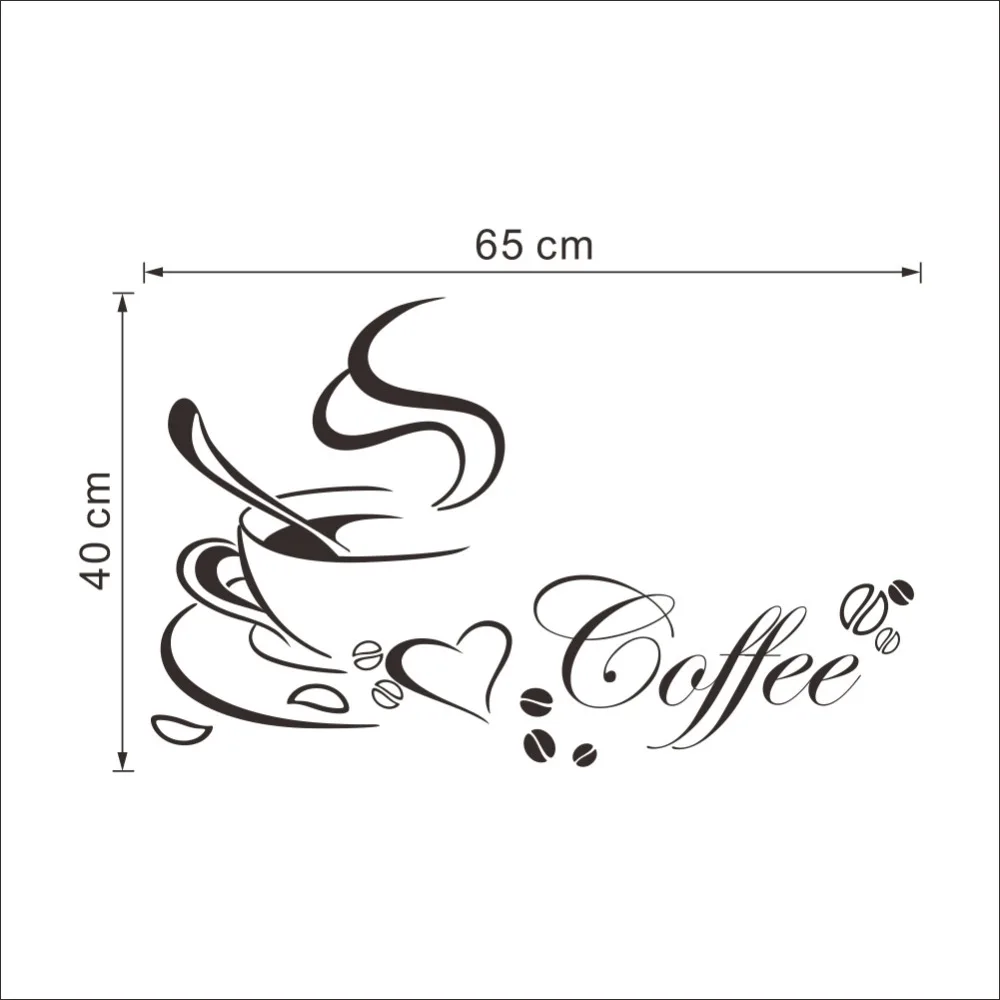 Coffee cup with heart vinyl quote Restaurant Kitchen removable wall Stickers DIY home decor wall art MURAL Drop Shipping
