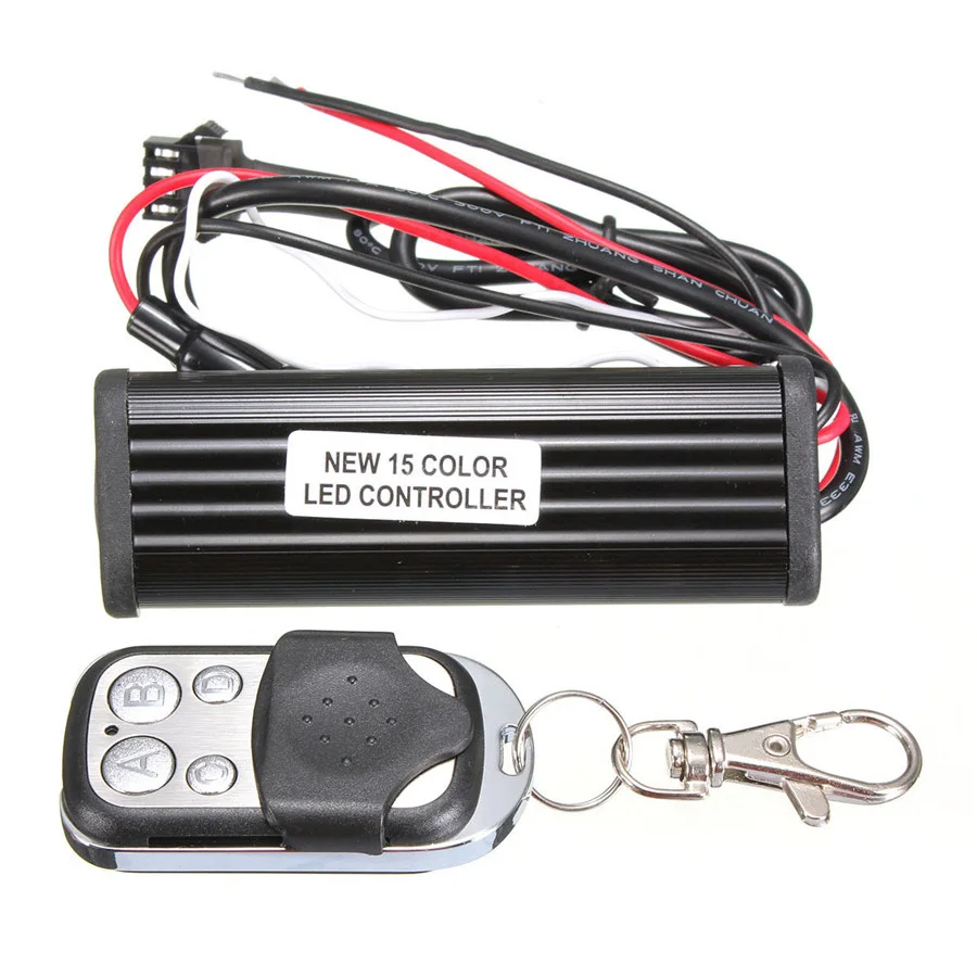 

Car Motorcycle Multi-Color 15 Colors RGB LED Wireless Controller Remote Lighting Strip 12V Flashing fade