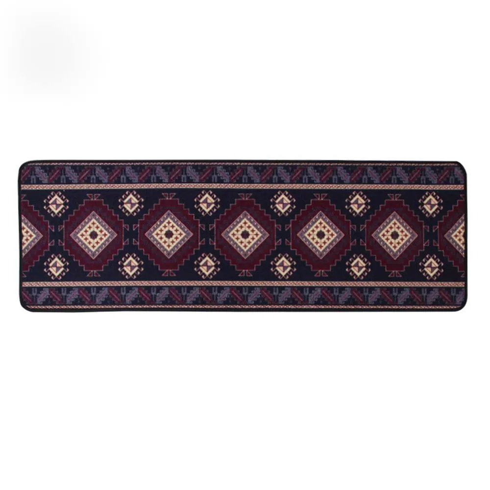 

Fashion National Style Geometric Plaid Pattern Kitchen Runner Rug Non-Slip Living Room Bedroom Carpet Home Decorator Floor Rug