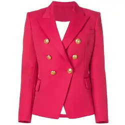 Высокое качество, новые стильные 2019 дизайнерский Блейзер Куртка Для женщин Лев кнопки двубортный Блейзер Размер S-XXL красная роза
