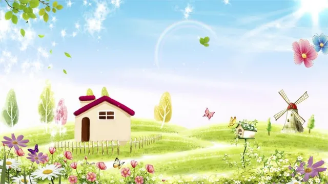 Image result for garden with trees, flowers and butterflies