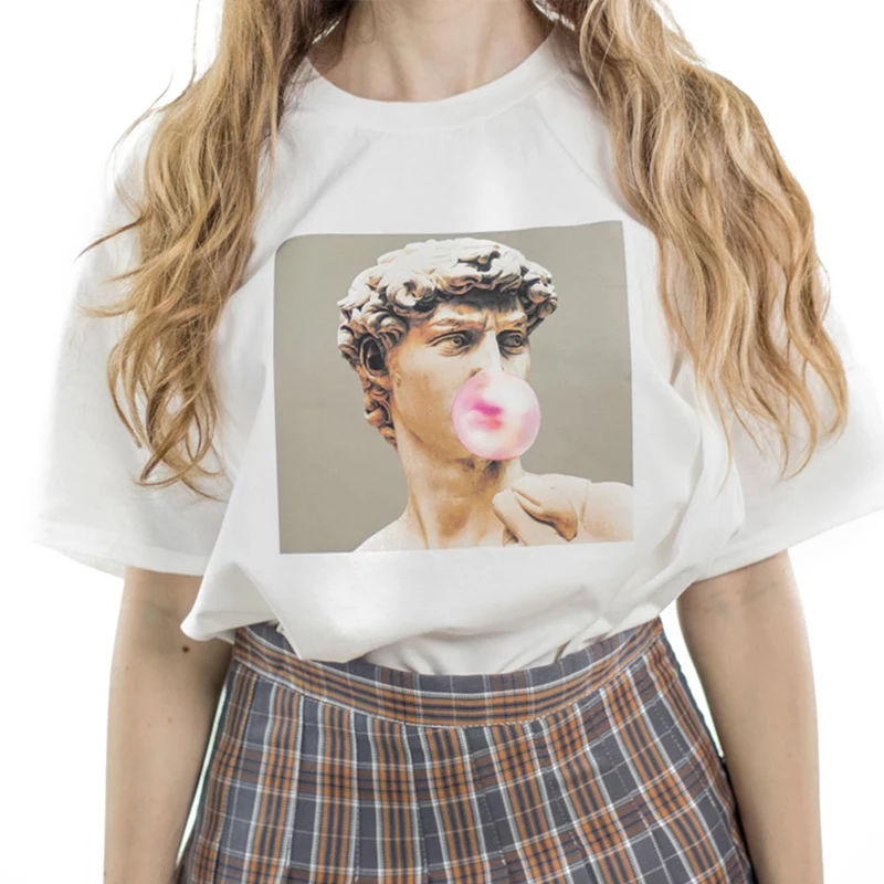 

2019 Summer Explosions Short-sleeved Shirt Women's Large Size Casual Harajuku Cartoon Letter Printing T-shirt