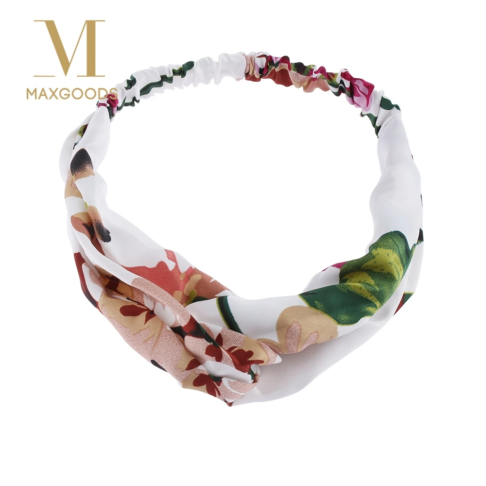 

Flower Headband Fashion Retro Women Elastic Turban Twisted Knotted Ethnic Headband Floral Wide Stretch Girls Hair Accessories