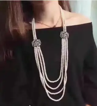 

beautiful 5-6mm natural white pearl necklaces 26inch